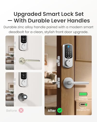DESLOC B200 Fingerprint Smart Lock with 2 Elegant Round Lever Handles - Image 2