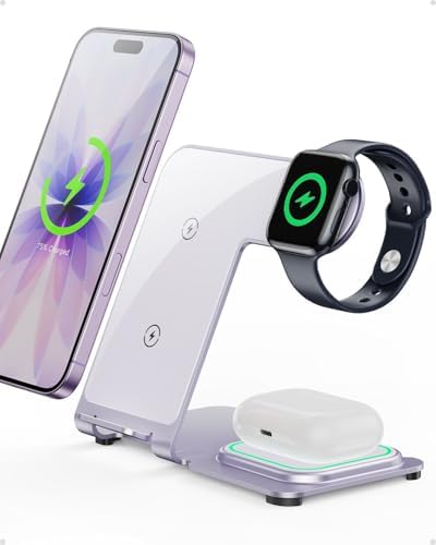 Intoval 3 in 1 Wireless Charger for iPhone 17/16/15/14/13/12,Wireless Charging Station for Apple Devices, Aluminum Charging Stand for iWatch 11 10 9 Ultra 3/2 SE 3/2,for AirPods 4 3 2 Pro 3/2 by Intoval