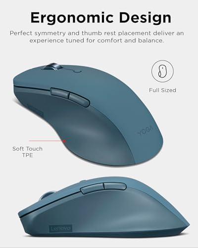 Lenovo Yoga Pro Mouse, Bluetooth, USB-C Rechargable, Dual Mode Bluetooth, 6 Button, Right Handed Design, Ergonomic Design, Programmable Buttons, 2-Way Metal Scroll Wheel, Tidal Teal - Image 2