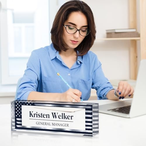 Custom Name Plate for Desk, Personalized Desk Name Plate on Clear Acrylic Glass, Appreciation Gifts for Teacher Employee Boss Coworkers Nurse, Office Desk Accessories for Women Men (Navy Blue) - Image 4