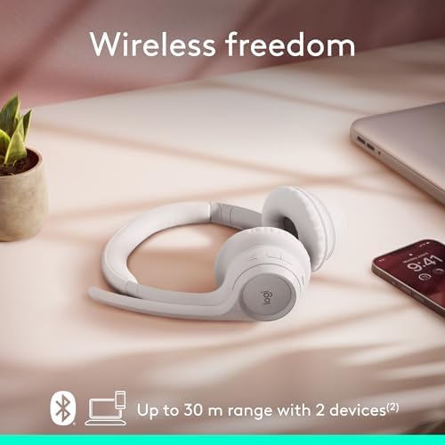Logitech Zone 300 Wireless Bluetooth Headset with Noise-Canceling Microphone, Compatible with Windows, Mac, Chrome, Linux, iOS, iPadOS, Android – Off-White (Renewed) - Image 4