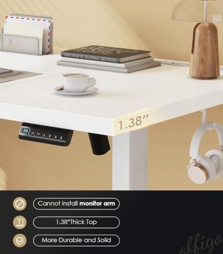 OffiGo 71 Inch Executive Electric Standing Desk Height Adjustable, White - Image 5