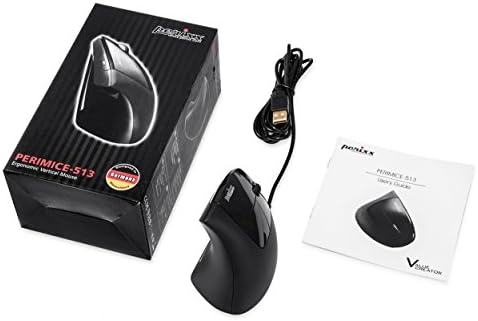 Perixx PERIMICE-513 Wired Ergonomic Vertical Mouse - 6 Buttons with 1000/1600/3200/6400 DPI - Right-Handed Design - Wired USB 5.9ft Cable - Black - Image 5