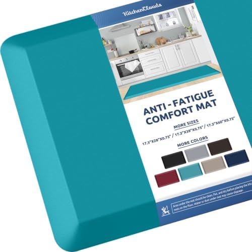 KitchenClouds Kitchen Mat Cushioned Anti Fatigue Kitchen Rug Non Slip Standing Mat Comfort Floor Mats for Sink Office (17.3"x60"- 0.8inch,Green) by KitchenClouds