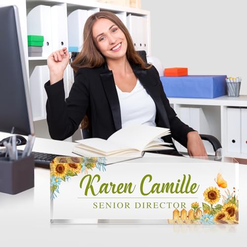 Custom Office Name Plate for Desk - Name Plate Personalized Gifts for Coworkers, Boss, Teacher, Social Worker - Acrylic Office Desk Decor for Women Men - Employee Appreciation Gifts (yellow) - Image 5