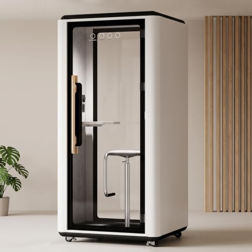 Soundproof Office Pod Booth, Quiet Meeting Pod with Acoustic Panels, Portable Modular Pod, Privacy Booth for Private Phone Calling, Single Person Workspace with Sound Isolation (White) by FlexibleLivingSpaces