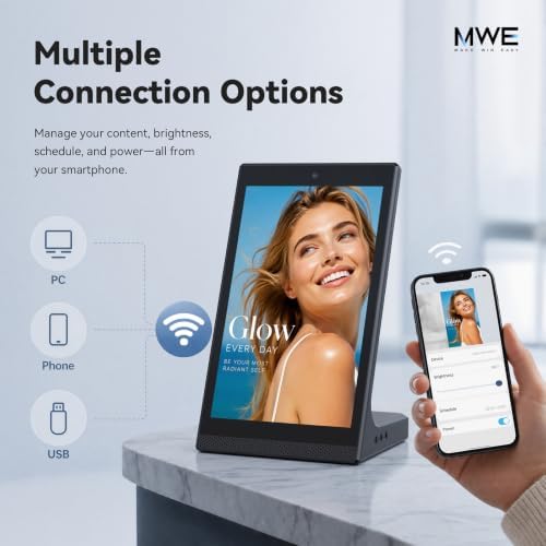 10.1" Desktop Digital Signage Display, L-Shaped HD Touch Screen Kiosk, LedArt App Remote Management, Commercial Advertising Display for Retail, Restaurant, Hotel (WiFi/Ethernet/USB) - Image 6