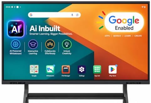 BIGVUE Plus 65-Inch 4K Interactive Smart Board, AI & Google EDLA Certified | Android 14, 8GB RAM + 128GB Storage | 40-Point Touch, Digital Whiteboard & Wireless Screen Mirroring by BIGVUE