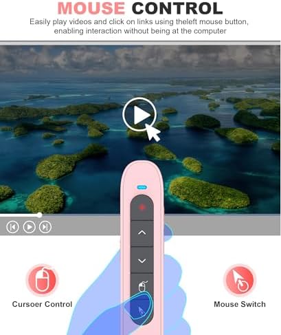 DINOSTRIKE Pink Wireless Presentation Remote with Air Mouse, Rechargeable USB C Slide Clicker Compatible with PowerPoint for Mac and Windows Laptops (2.4GHz) - Image 2