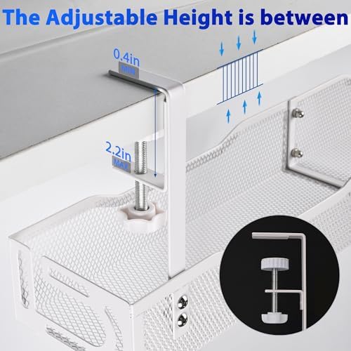Under Desk Cable Management Box 25.3 Inch – Clamp-Mounted Cable Organizer Tray, Large Cord Management Box for Office & Home, Wire Organizer Under Desk Storage, White - Image 2