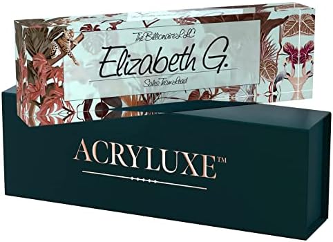 Desk Name Plate Personalized, Custom Name Plates for Desk, 2½/x8 Inches, Thick Crystal-Clear Acrylic, Gift Box, Office Desk Decor. USA Made by ACRYLUXE (Autumn) by MySignCenter