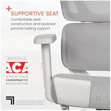 Sharper Image S-850 Heated Ergonomic Mesh Swivel Executive Massage Chair, Light Gray/White - Image 7