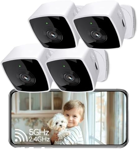 blurams Cameras for Home Security 5GHz, 2K Indoor Camera, Pet Camera with Phone App, AI Motion Detection, 2-Way Audio, Compatible with Alexa&Google Assistant, 4-Pack by Blurams