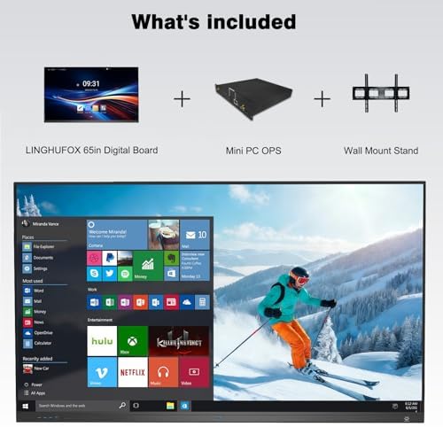 65'' Smart Board, 4K Touch Screen Interactive whiteboard, Built in Dual System Windows 11 & Android, All-in-One Digital Whiteboard for Classroom Office Home with Open App Ecosystem (Board+Wall Mount) - Image 5