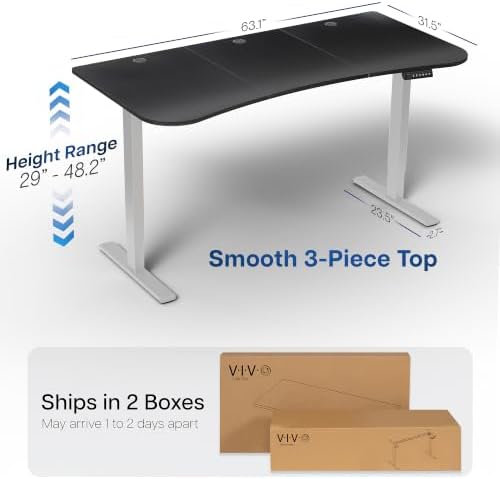 VIVO Black Carbon Fiber 63 x 32 in Standing Desk, DESK-KIT-1G1R - Image 2