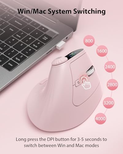 Transformers Vertical Ergonomic Mouse with LED Screen & Knob Control Pink - Image 6