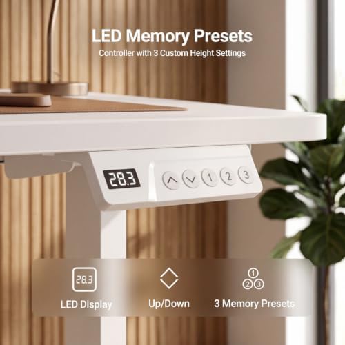 Claiks Electric Small Standing Desk, 35x20 Inch, White - Image 6