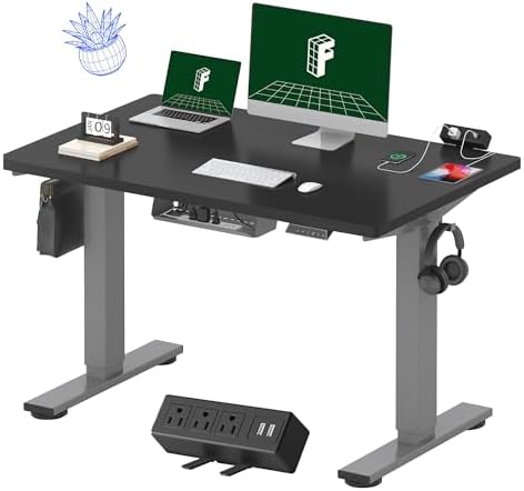 FLEXISPOT EN2 48"x30" Standing Desk with Power Strip Bundle, Black by Unknown