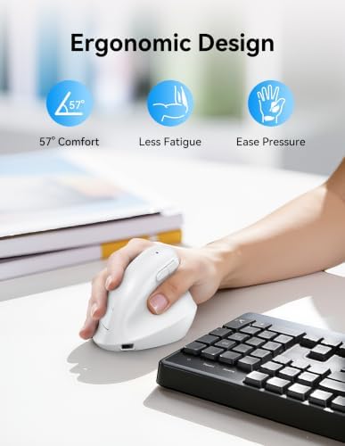TECKNET Ergonomic Mouse, BT5.3/2.4G, Silent Wireless Vertical, Rechargeable - Image 3