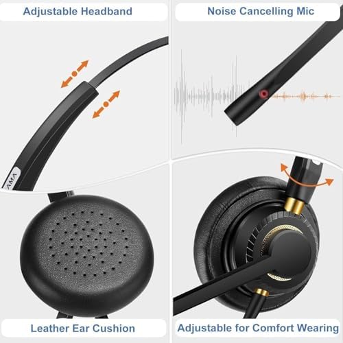Arama USB Headset with Microphone for PC, Noise Cancelling & Audio Controls Ultra Comfort USB Headphone for Computer Laptop Pc Business Skype UC Webinar Call Center Office - Image 3