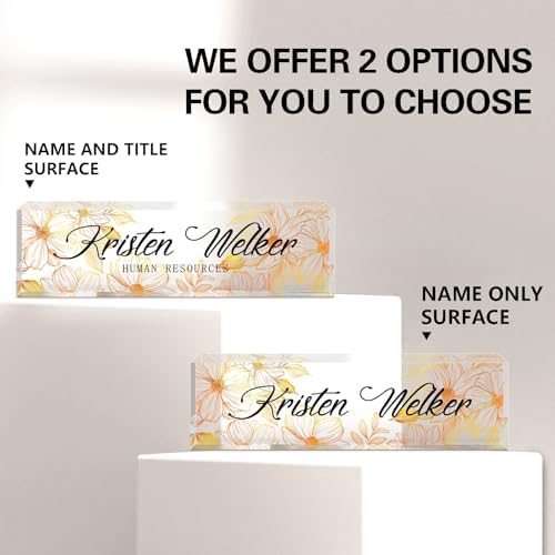 Name Plate for Desk, Desk Name Plate Personalized, Office Decor for Women Men, Acrylic Desktop Accessories, Office Appreciation Gifts for Boss Social Workers Nurse Teacher Employee (White/Gold) - Image 2
