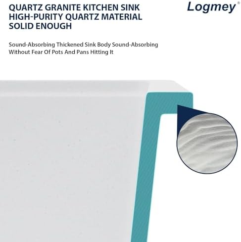 Logmey 30" White Granite Composite Undermount Sink - Image 5
