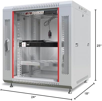 Sysracks 12U Gray Wall Rack Mount Server 18" Deep Network Cabinet, Server Rack with Fan, Removable Side Panels, Locking Glass Door 19" Computer Cabinet Enclosure Network Rack Case 12.450 - Image 6