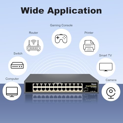 25-Port Full Gigabit Smart Managed Ethernet Switch-24 Ethernet Ports & 1 SFP Port, Web & APP Managed, VLAN/QoS/IGMP/LAG/TELNET/CLI Supported, Home Office Network Hub, Metal Plug & Play - Image 5
