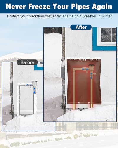 Backflow Preventer Insulation Cover (5°F), Actgan 20"X26" 5 Layers Outdoor Pressure Vacuum Breaker Cover, Water Well Pump Cover, Sprinkler Valve Cover, Faucet Cover for Winter Freeze Protection Coffee - Image 5