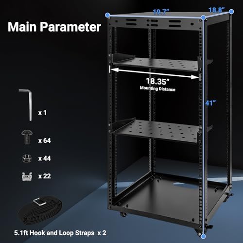 20U Server Rack w/ 2 Racks, Versatile Open Frame IT Rack - Image 4