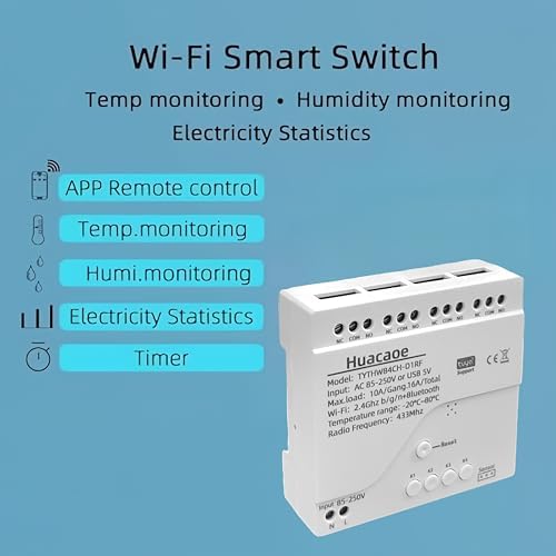 Tuya 4CH 85-250V Smart Temperature and Humidity Sensor,Dry Contact,Remote Application Control and Monitoring Function, Voice Control, Smart Scene, Compatible with Alexa and Google Home - Image 6