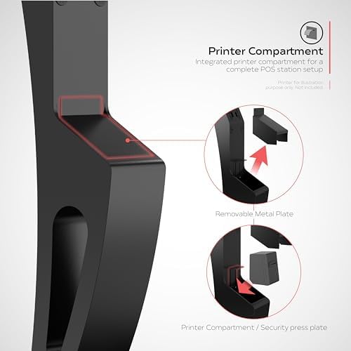 CTA Sleek Floor Stand Kiosk for Monitors – Floor Stand with Printer Slot 15" to 32" up to 60lbs - for Check-in & POS Stations & More - Black (ADD-LDSLEEK) - Image 3