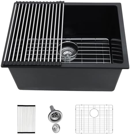 Kichae 12 Deep Undermount Laundry Sink Black 24x18 Granite Composite Quartz by Kichae