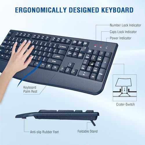EDJO Wireless Keyboard and Mouse Combo, USB Plug & Play (Galaxy Blue) - Image 4