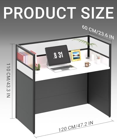 Nykto 1-Person Office Cubicle Desk Workstation w/Mute Privacy Panels, Black - Image 2