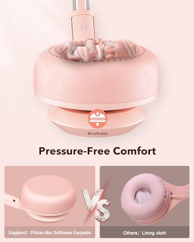 JIAMQISHI USB Headset with Microphone for PC, On-Ear Computer Laptop Headphones with Noise Cancelling Mic in-line Control for Home Office Online Class Zoom (USB+3.5mm, Pink) - Image 3