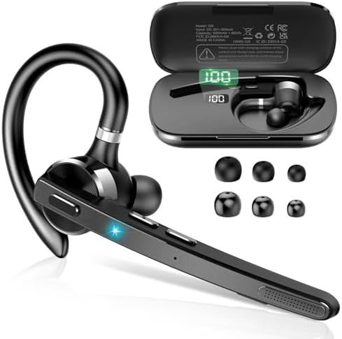 Bluetooth Headset, 90Hrs Bluetooth 5.3 Earpiece, APTX HD Audio, Mute Button by Thunelec