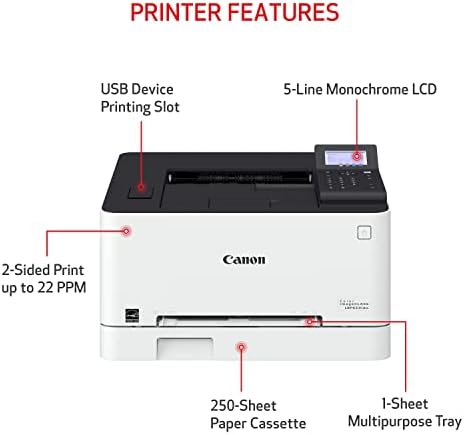 Canon imageCLASS LBP632Cdw - Wireless Duplex Color Laser Printer, Single Function, Home Office, Mobile Ready, 22 PPM Color, White - Image 3