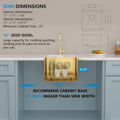17"x17" Gold Bar Prep Sink Undermount Workstation - Image 5