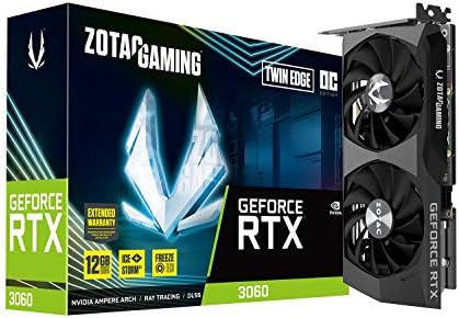 ZOTAC Gaming GeForce RTX 3060 Twin Edge OC 12GB GDDR6 192-bit 15 Gbps PCIE 4.0 Gaming Graphics Card, IceStorm 2.0 Cooling, Active Fan Control, Freeze Fan Stop ZT-A30600H-10M by Unknown