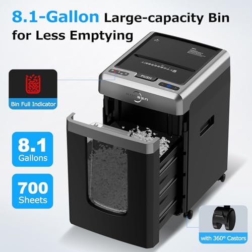 BONSEN 300-Sheet Auto Feed Micro Cut Heavy Duty Paper Shredder for Office - Image 6