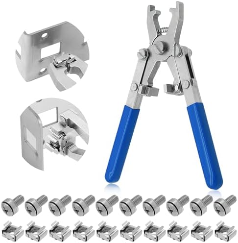 Rotable Dual Head Cage Nut Tool Kit with 10 Sets M6 Silver Rack Mount Screws - Screw Install and Remove Tool for M4 M5 M6 M8 M10 - Screw Tool Kit for Server Rack, Network Cabinet, Data Center(Blue) by Unknown