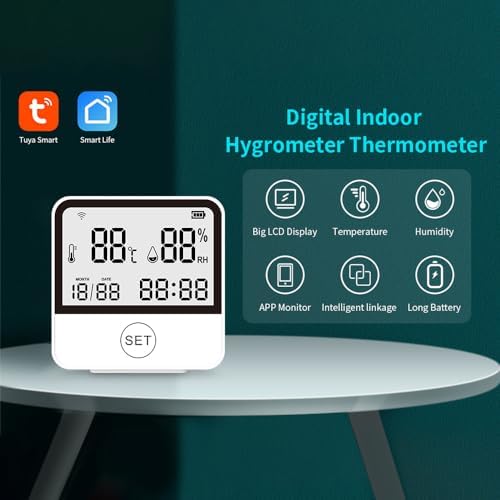 Smart WiFi Temperature Humidity Monitor for Realtime Indoor Climate Control with Alarm for Home Office Use - Image 2