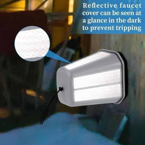 2 Pack 2026 Upgrade Extra Large Outdoor Faucet Cover for Winter Freeze Protection 8.5x7x5.5in Thick Plastic Foam Hose Bib Spigot Cover Winter Insulated with Reflective Strips (Gray) - Image 5
