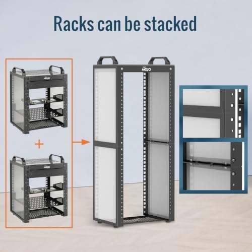 Tecmojo 12U Network Rack, 10 inch Mini Server Rack with 2 Side Translucent Panels & 2 Top Handles, 10.23 inch Deep, for 10 inch IT Equipment & A/V Devices, Black - Image 6