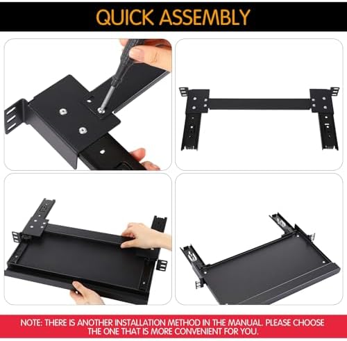 AceOrbit 1U Keyboard Tray 8" Deep, Universal 19" Rack Mount Sliding Shelf Tray 8" Deep for Network Equipment Server Rack or Cabinet - Image 4
