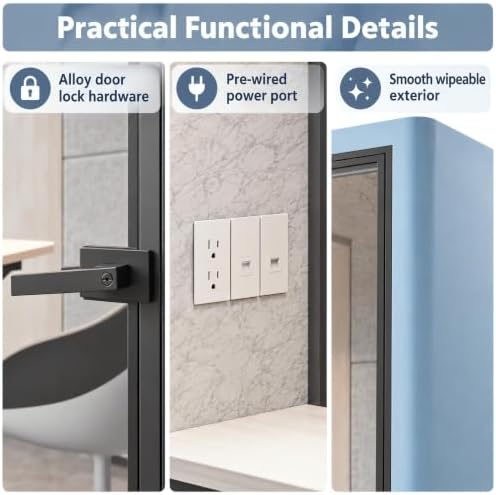Soundproof Office Pod with 1 Person Enclosed Structure (Blue) - Image 3