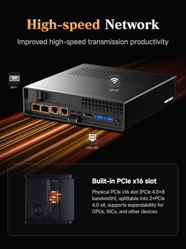 MINISFORUM AMD Ryzen 9 9955HX Barebone with MS-A2 Mini PC (16C/32T, up to 5.4GHz),PCIe×16, HDMI/2x USB-C (8K@60Hz), 2X SFP+ 10G, 2X 2.5G LAN, 3X SSD M.2 (2280/22110/U.2),NO RAM/SSD/OS - Image 4