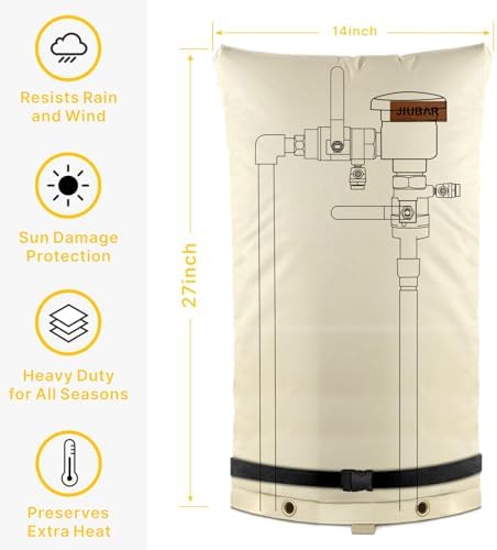 Backflow Preventer Cover Insulated Pouch -JIUBRA 14" W x 27" H Outdoor Pressure Reducing Value Cover ,Winter Water Sprinkler Valve Cover Insulated ,Well Pump Covers Protects from Severe Snow. - Image 3