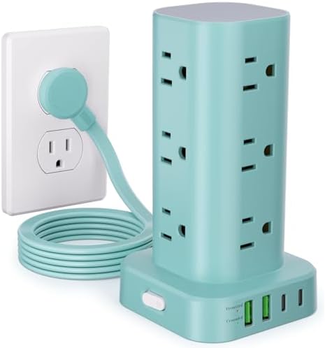 6FT Power Strip Tower Surge Protector, 12 Wide Spaced Outlets, 4 USB by Unknown